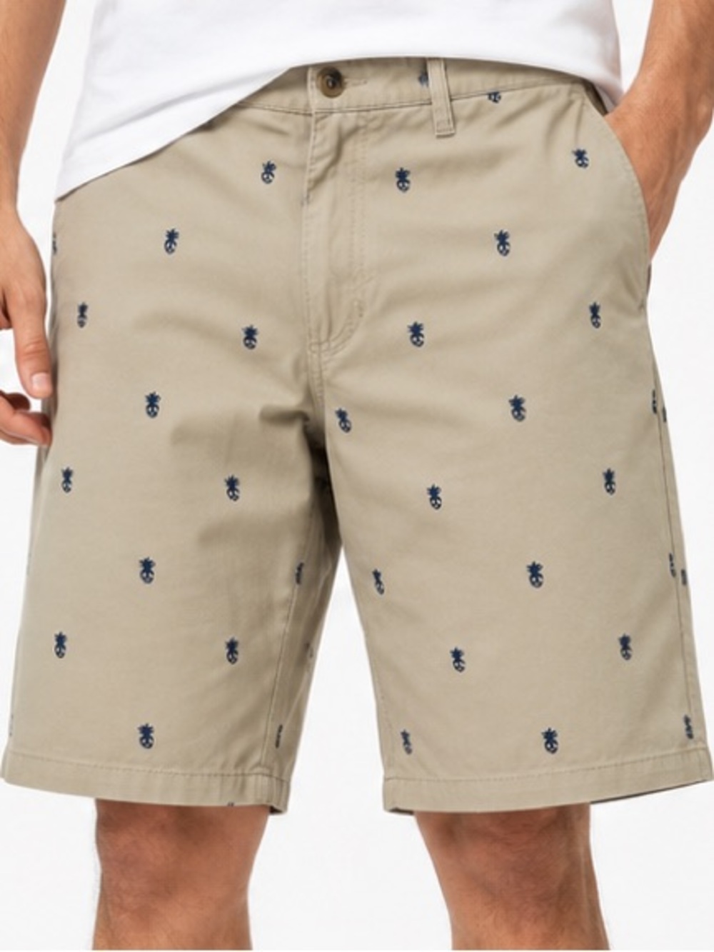 Vans Pineapple Embroidered Chino Shorts • Khaki Tropical Casual • Size 36